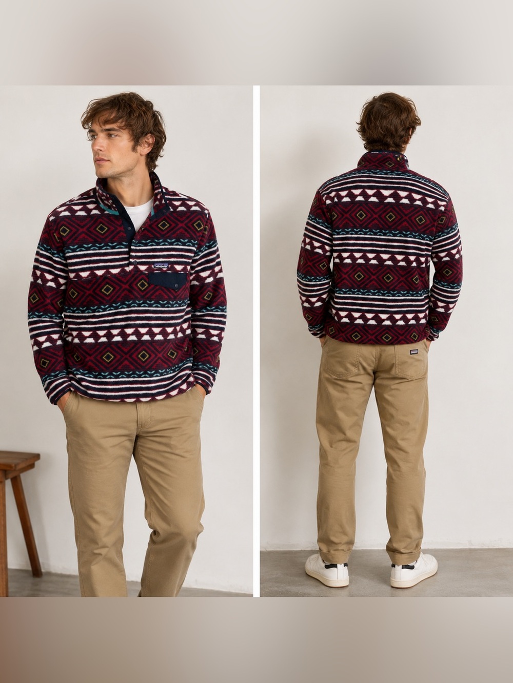 Patagonia Men's Synchilla Aztec Pattern Fleece Snap T Pullover 2016.